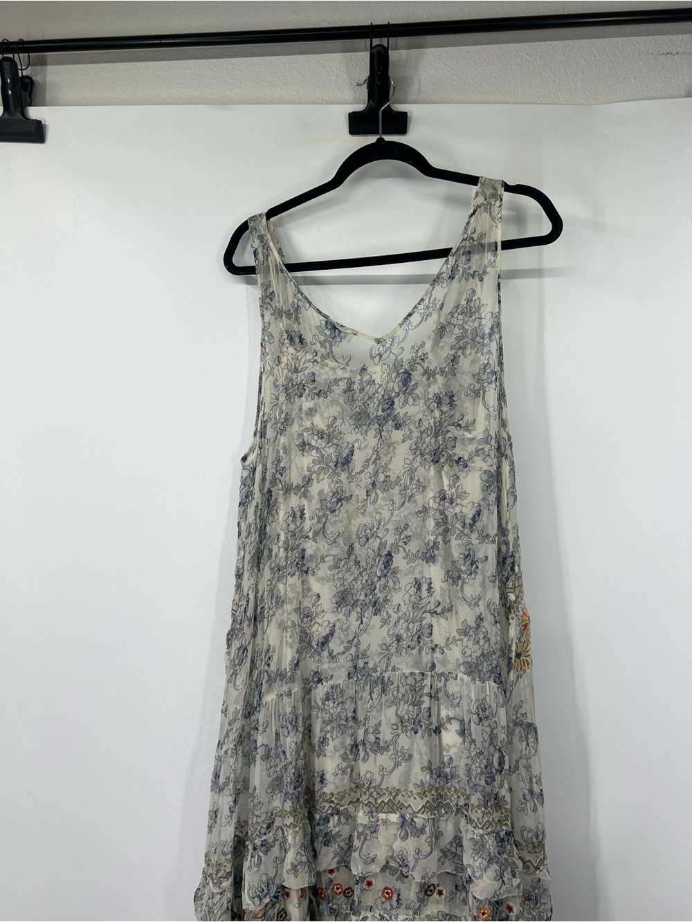 Sundance Sleeveless Floral Embroidered Maxi Dress Matching Slip - Picture 6 of 7